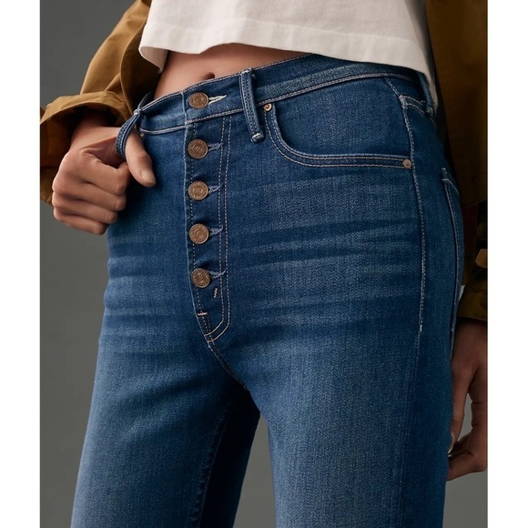 NWT MOTHER High Rise Button Fly Straight Leg Ankle Cropped Pixie Rider Jeans 31 - Picture 11 of 11